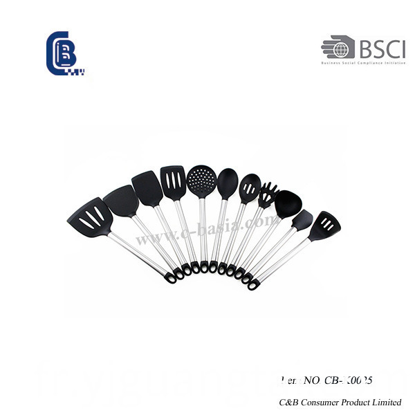 Ensemble d'ustensiles de cuisine en silicone de 11 pièces, outils de cuisson en option
